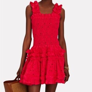 Waimari Alfresco Smocked Eyelet Mini Dress